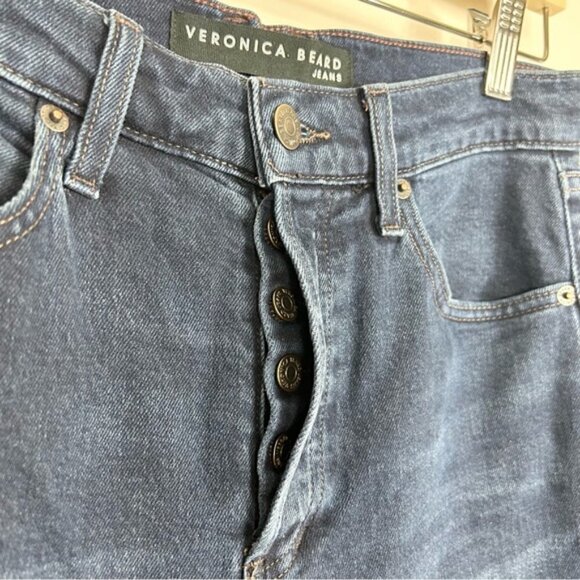Veronica Beard Blue Straight Leg Jeans Button-Fly 26 - Picture 2 of 8